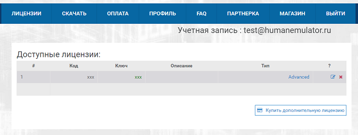 Список лицензий